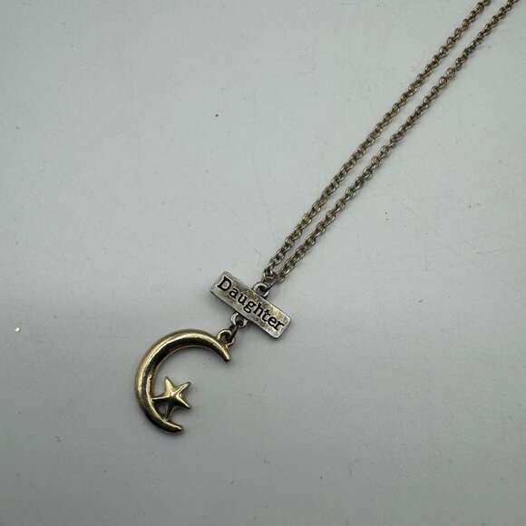 Gold-Tone Moon & Star Pendant Daughter Necklace With Adjustable Chain - Picture 3 of 5